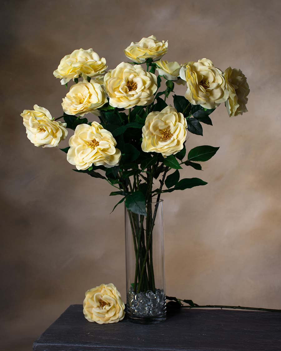 29" Blown Open Rose Silk Flower Stem S4398