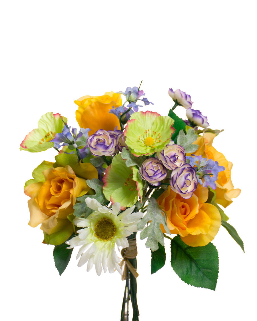 Rose & Gerbera Daisy Faux Flower Bouquet S4418-YEGR