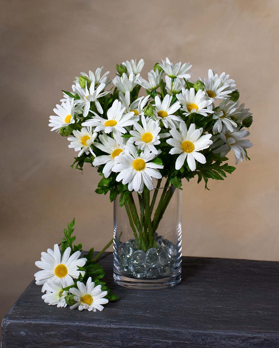 12.5" Daisy Silk Flower Stem Spray (x 3) with Bud
