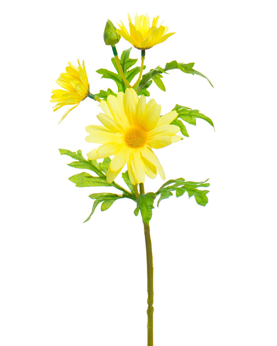 12.5" Daisy Silk Flower Stem Spray (x 3) with Bud S4562
