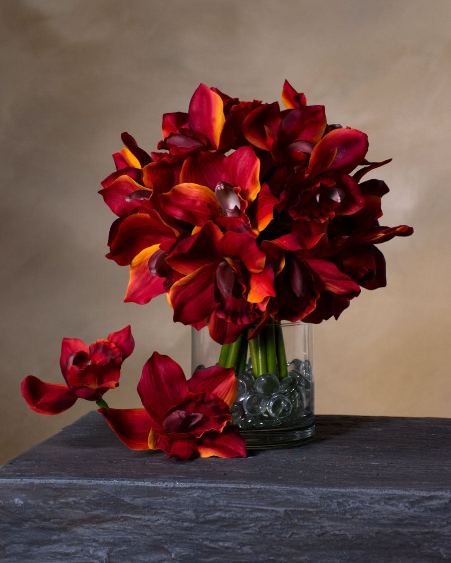 11" Artificial Cymbidium Orchid Flower Stem S4566