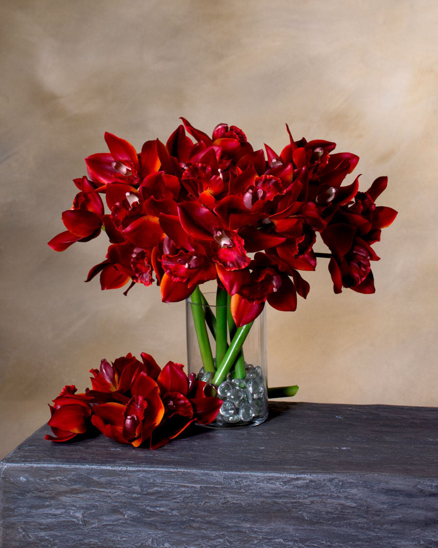 15" Cymbidium Orchid Faux Flower Stem