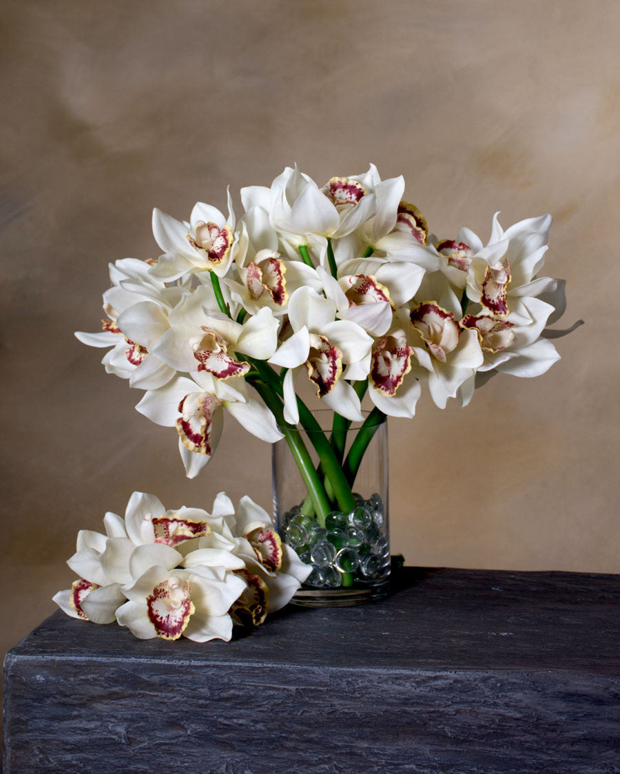 15" Cymbidium Orchid Faux Flower Stem