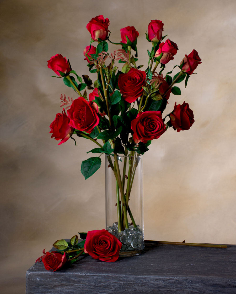 24" Silk Rose Flower Stem Spray