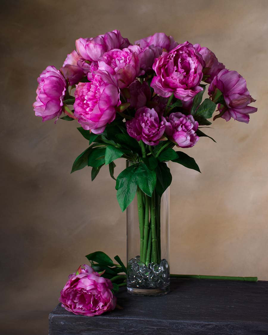 24" Peony Silk Flower Stem