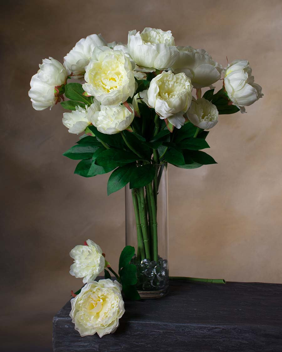 24" Peony Silk Flower Stem