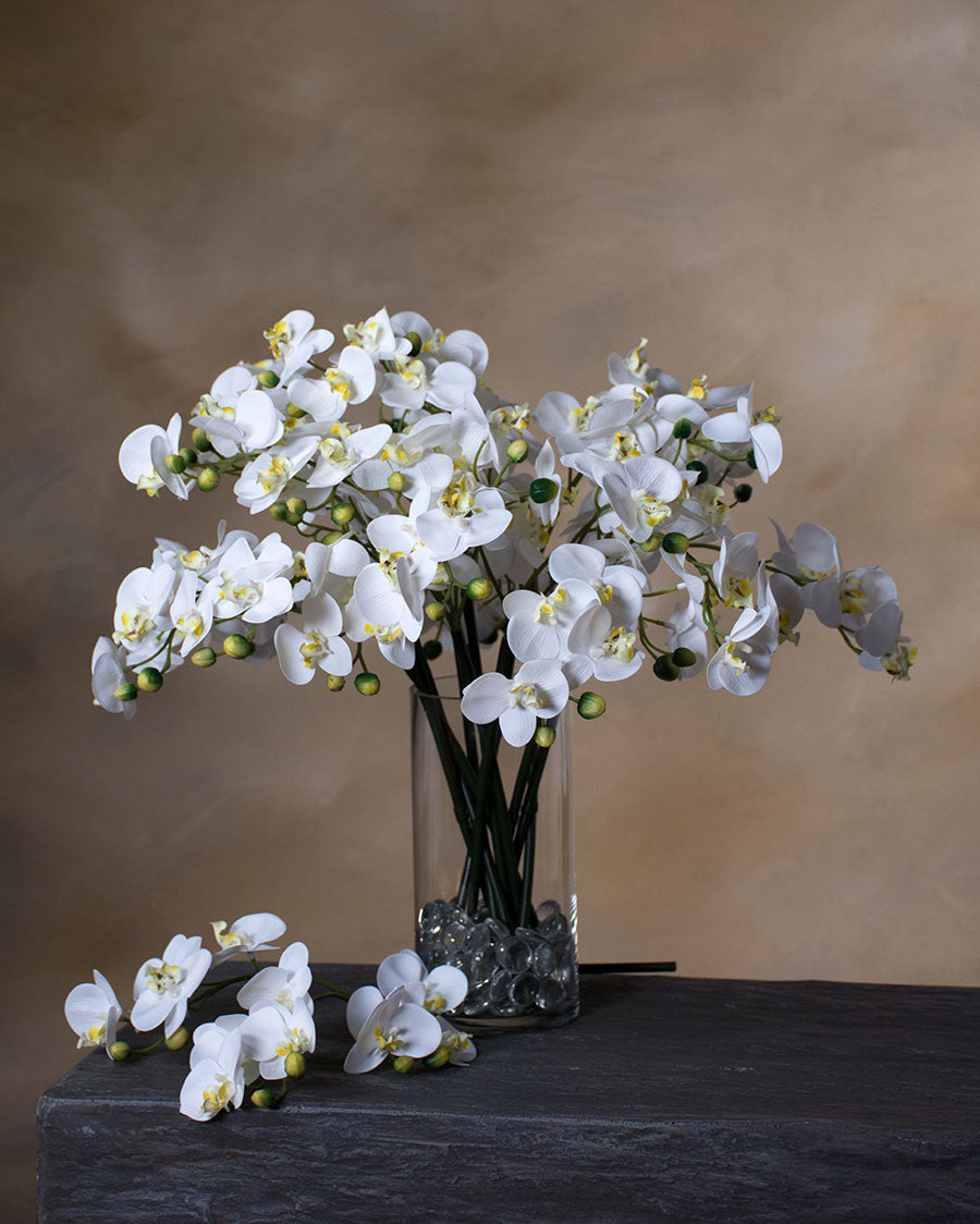18" Mini Phalaenopsis Orchid Artificial Foliage Stem