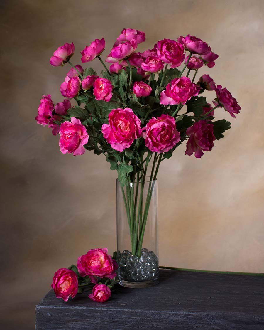 25" Fluffy Ranunculus Silk Flower Stem Spray