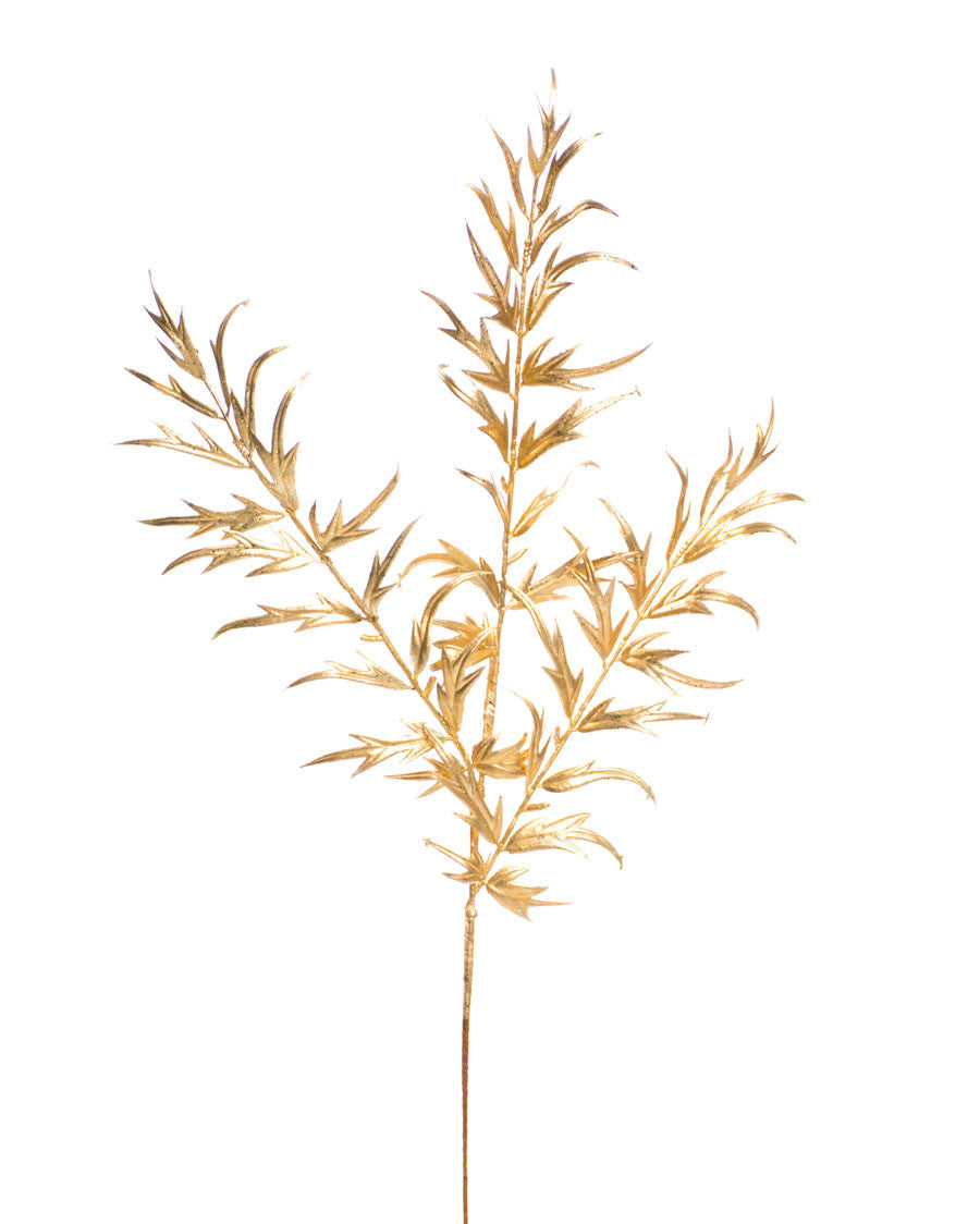 21" Artificial Podocarpus Leaves Foliage Stem Spray S4816-GLD