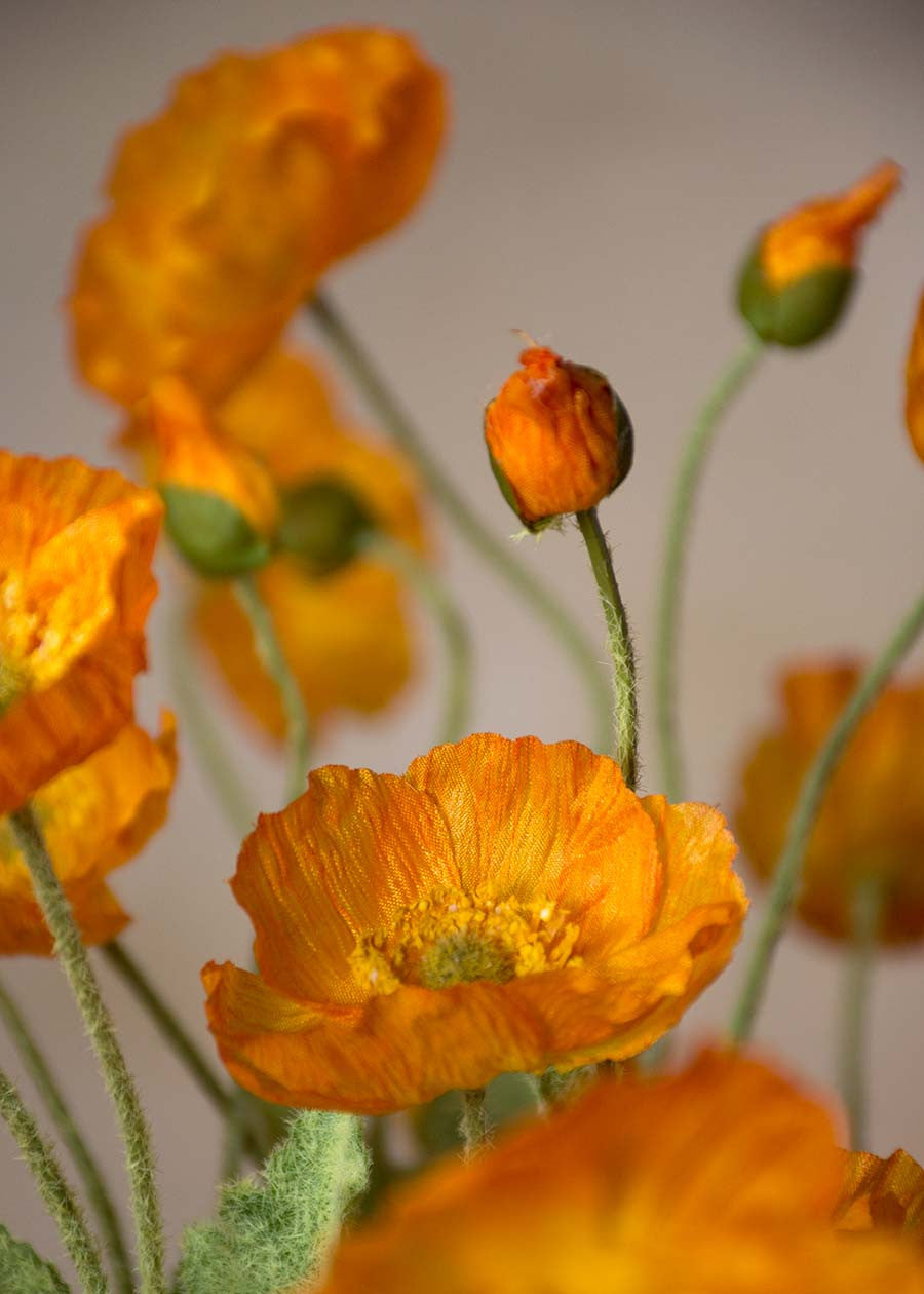 23" Poppy Silk Flower Spray S4903