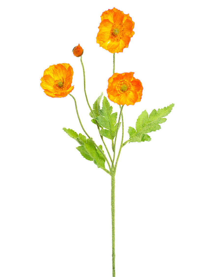 23" Poppy Silk Flower Spray S4903