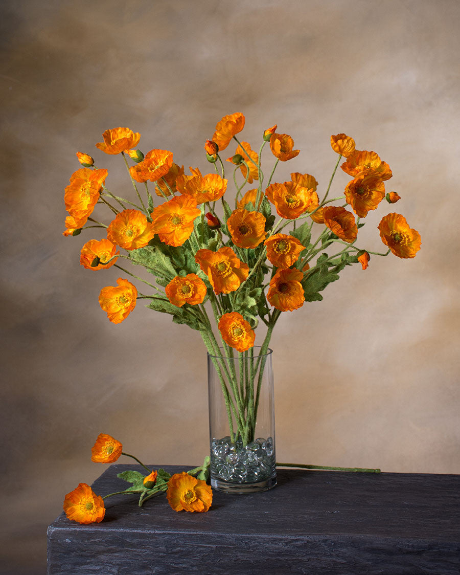 23" Poppy Silk Flower Spray S4903