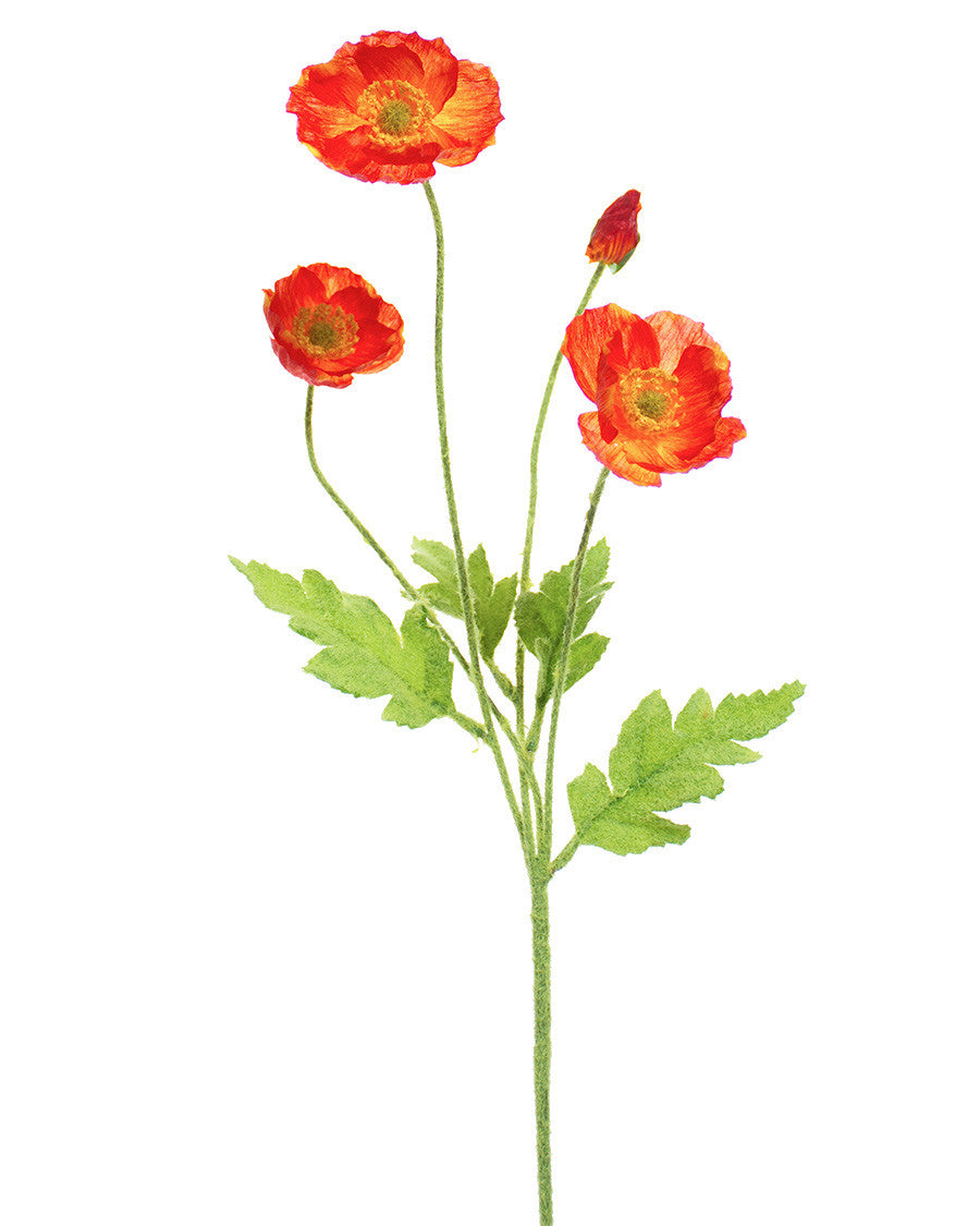 23" Poppy Silk Flower Spray S4903