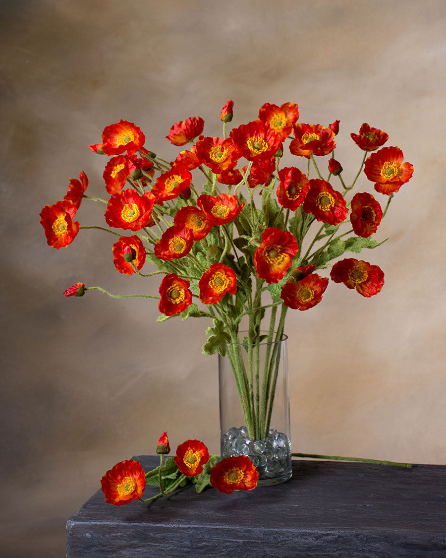 23" Poppy Silk Flower Spray S4903