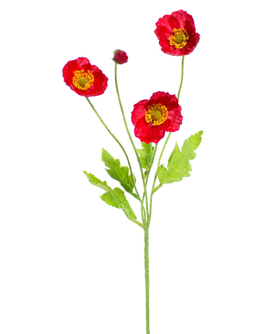 23" Poppy Silk Flower Spray S4903