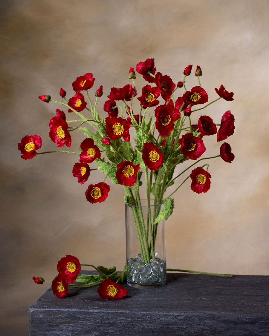 23" Poppy Silk Flower Spray S4903