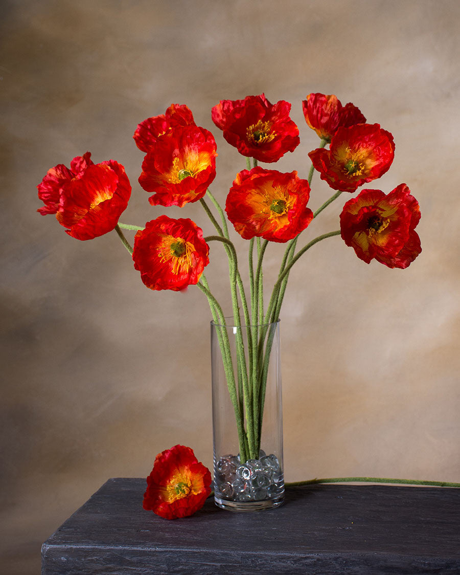 22.5" Poppy Silk Flower Stem