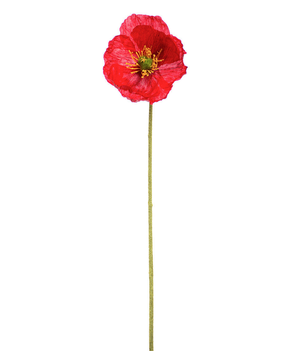 22.5" Poppy Silk Flower Stem S4904