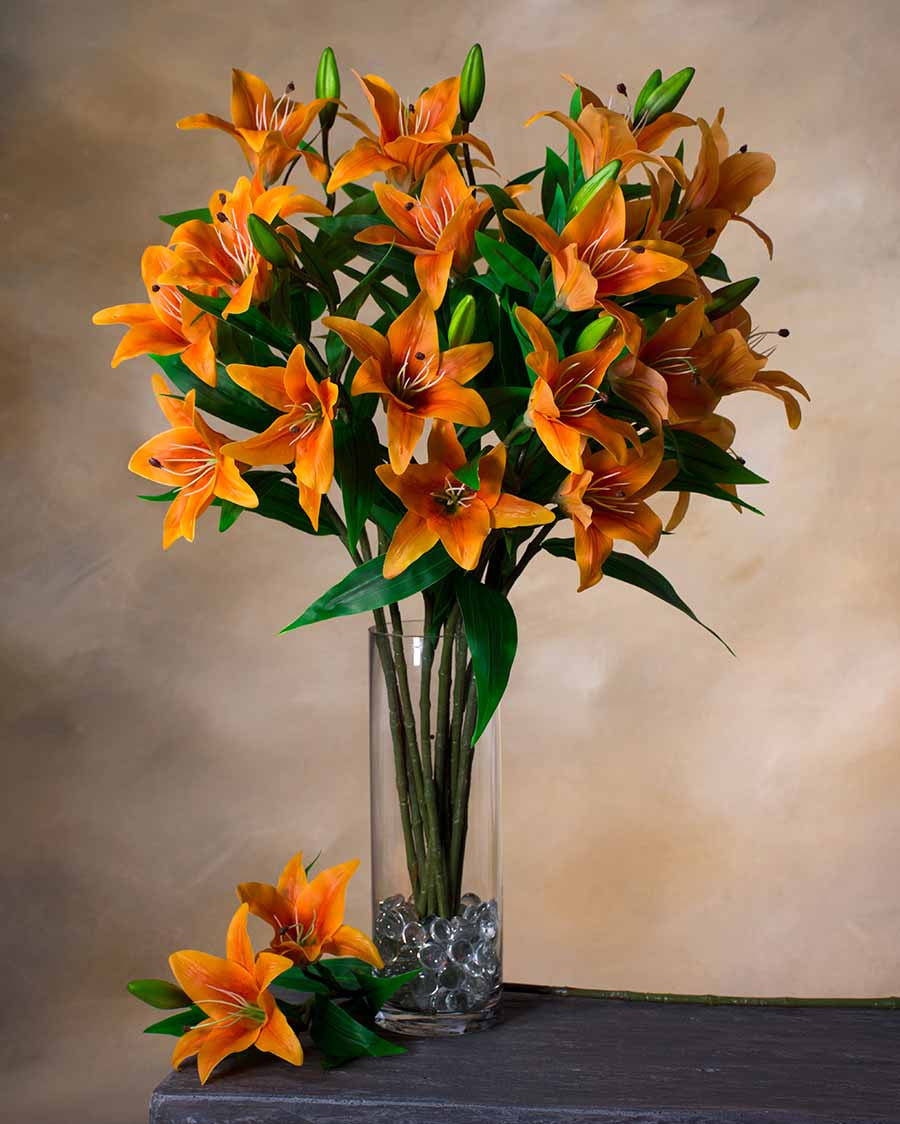 30" Tiger Lily Silk Flower Stem
