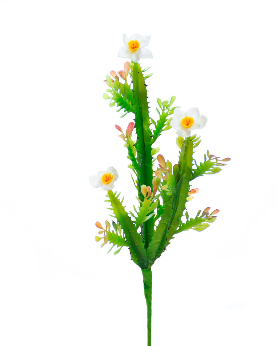 14" Faux Cactus Stem with Flower S4933-GRWH