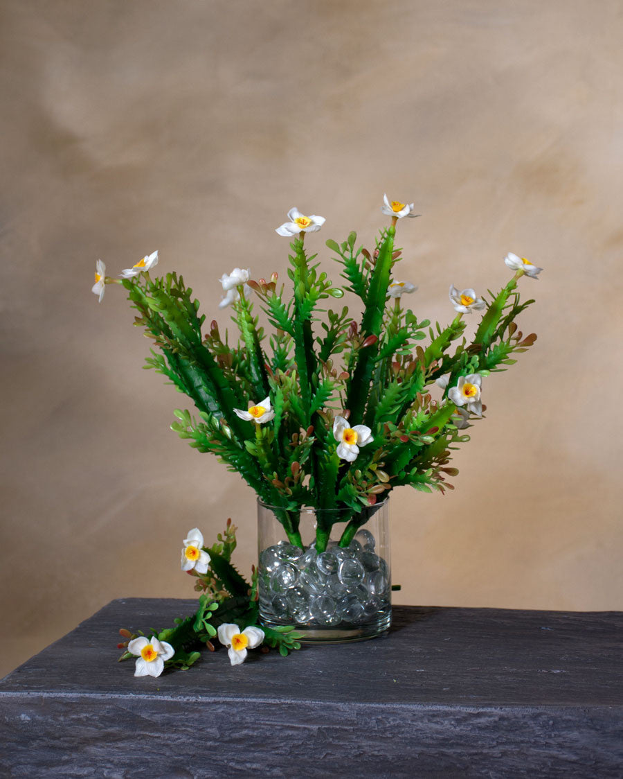 14" Faux Cactus Stem with Flower S4933-GRWH