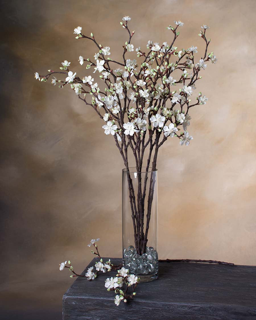 27" Silk Cherry Blossom Faux Flower Stem