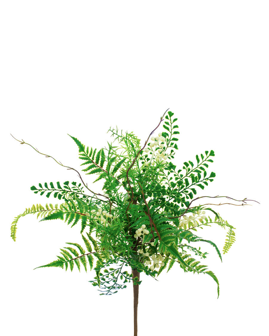 Plastic Fern & Berries Bush S5068-CRGR
