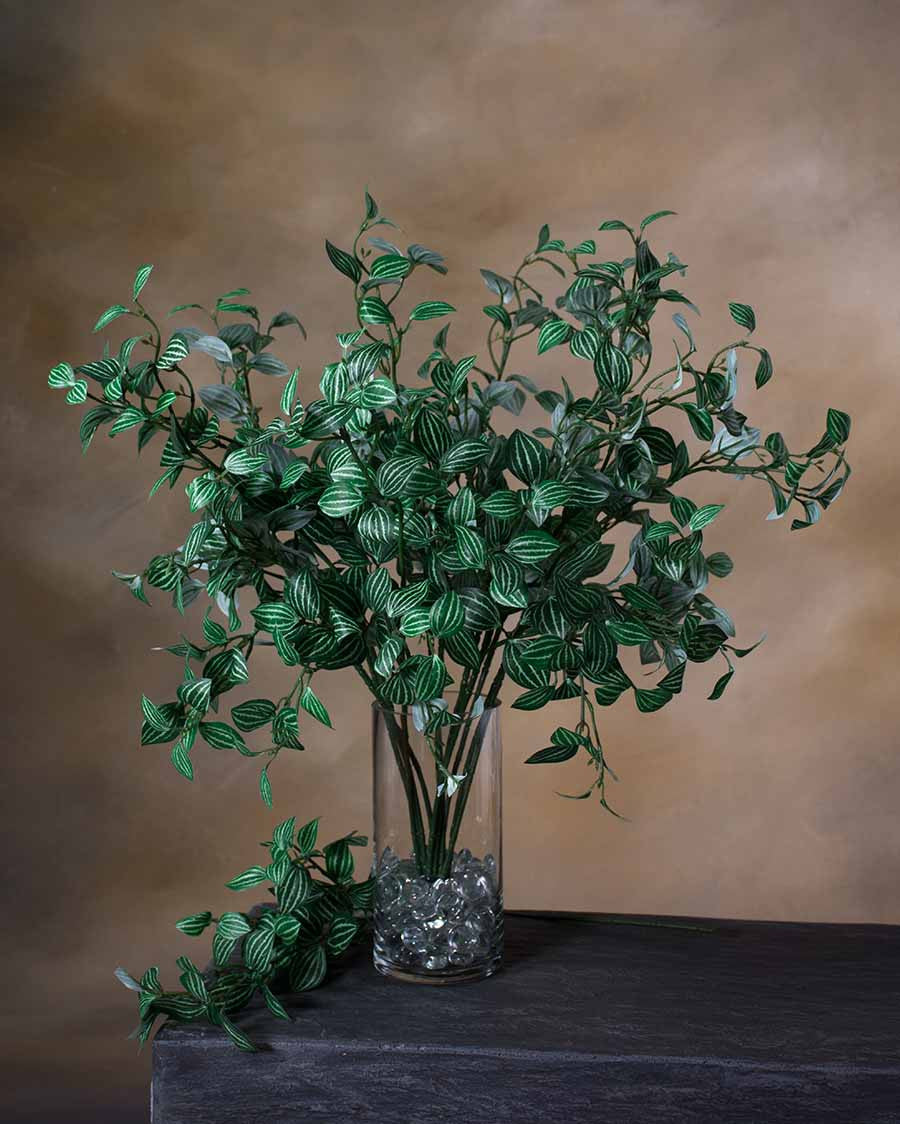 24" Mini Watermelon Pepperomia Faux Foliage Spray S5069-GRCR