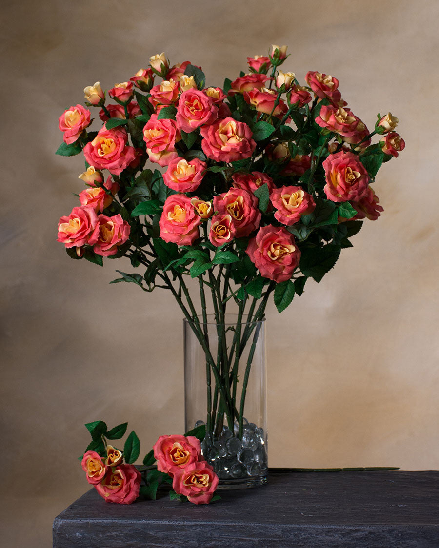 19.5" Diamond Rose Silk Flower Stem Spray