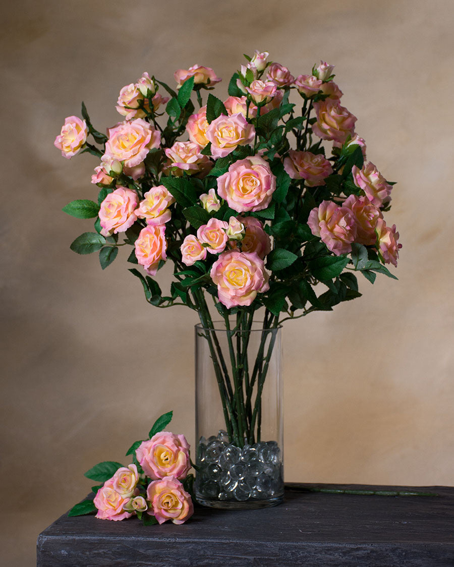 19.5" Diamond Rose Silk Flower Stem Spray