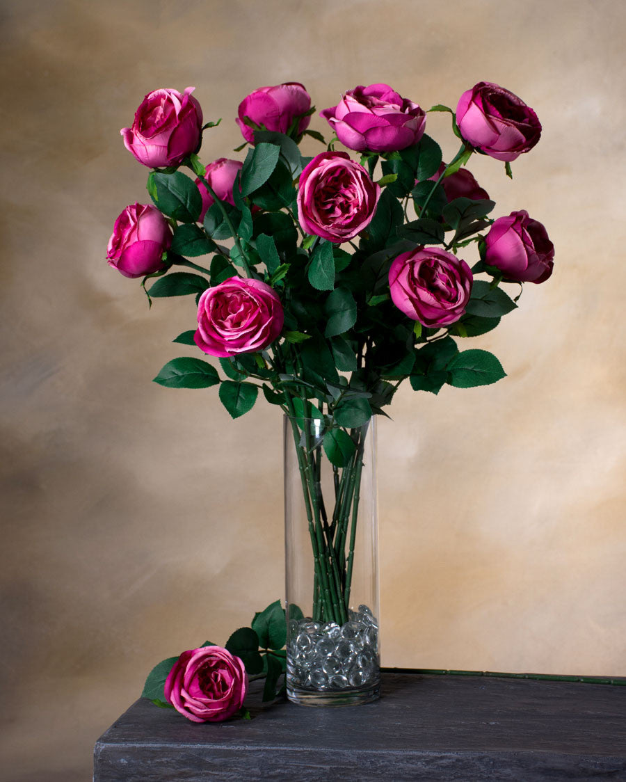 26" Cabbage Rose Silk Flower Stem