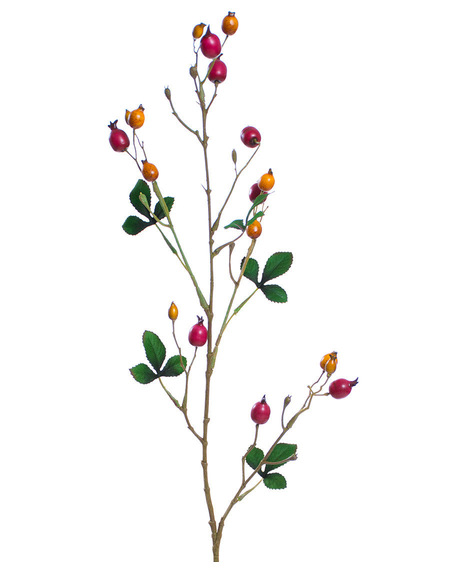 31" Rosehip Silk Flower Stem Spray S6031-RDOR