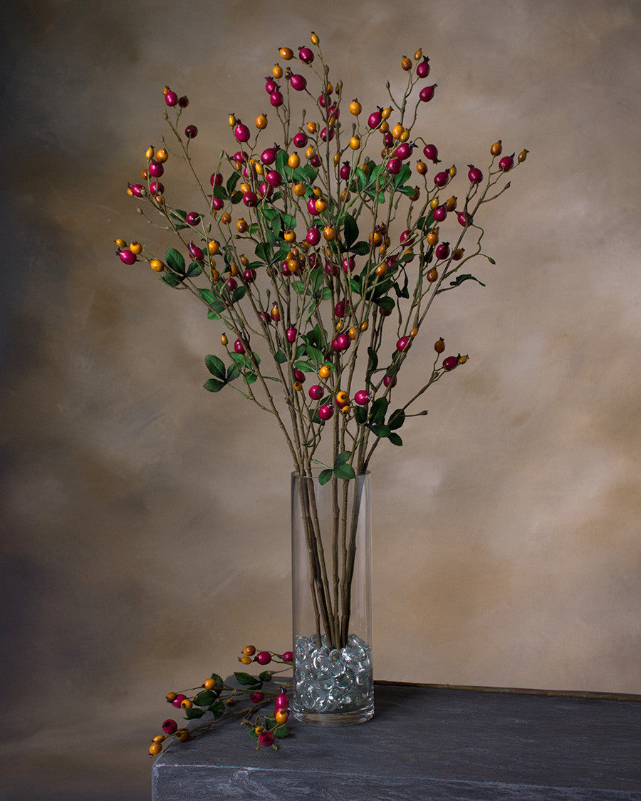 31" Rosehip Silk Flower Stem Spray S6031-RDOR