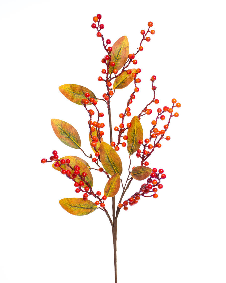 30" Autumn Leaves & Berries Faux Foliage Spray S6038-FA