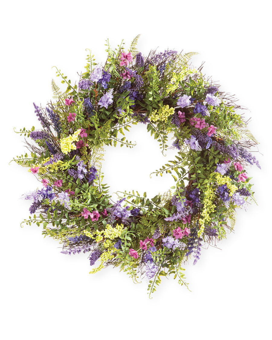 Mixed Lavender 24" Faux Flower & Foliage Wreath WRA230-LV