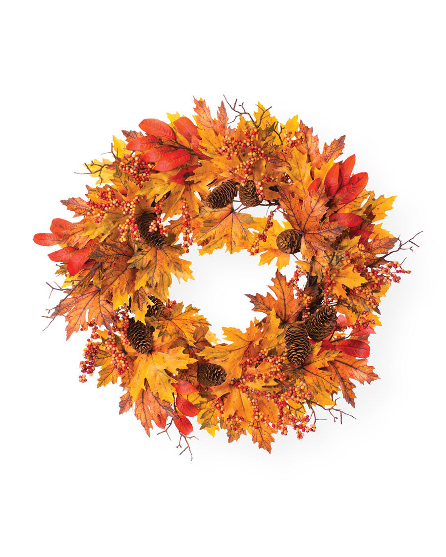 Harvest Berries & Pinecones Artificial Autumn Wreath WRA304-NA