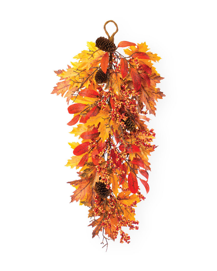 Harvest Berries & Pinecones Artificial Autumn Teardrop WRA305-NA