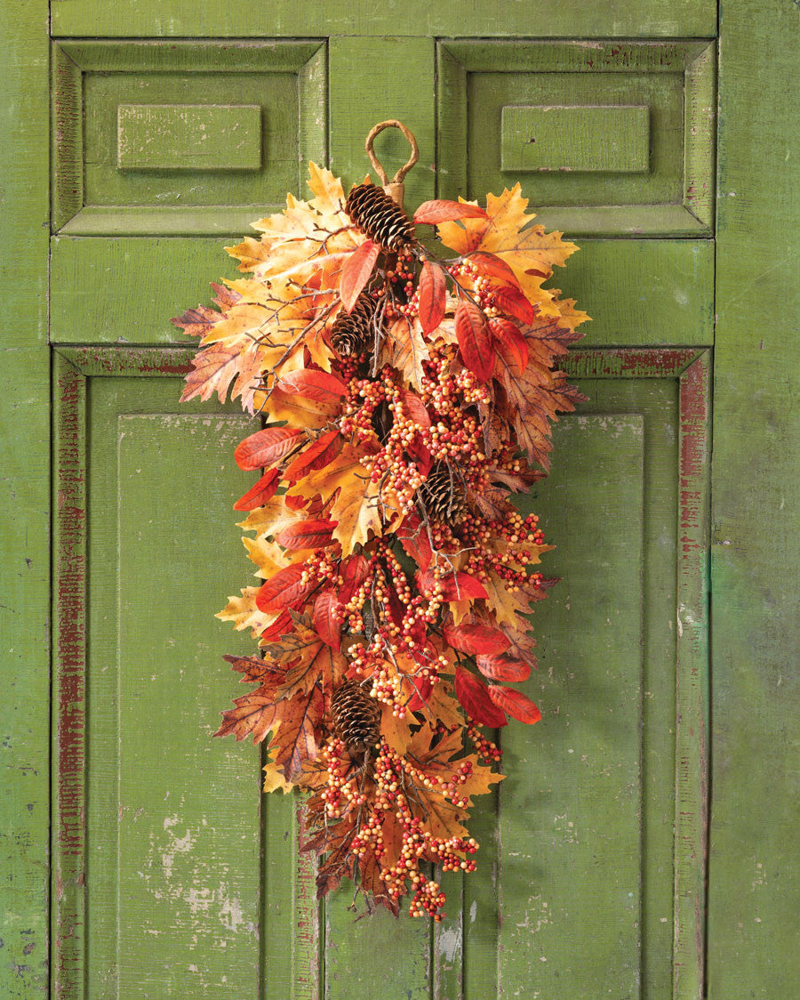 Harvest Berries & Pinecones Artificial Autumn Teardrop WRA305-NA