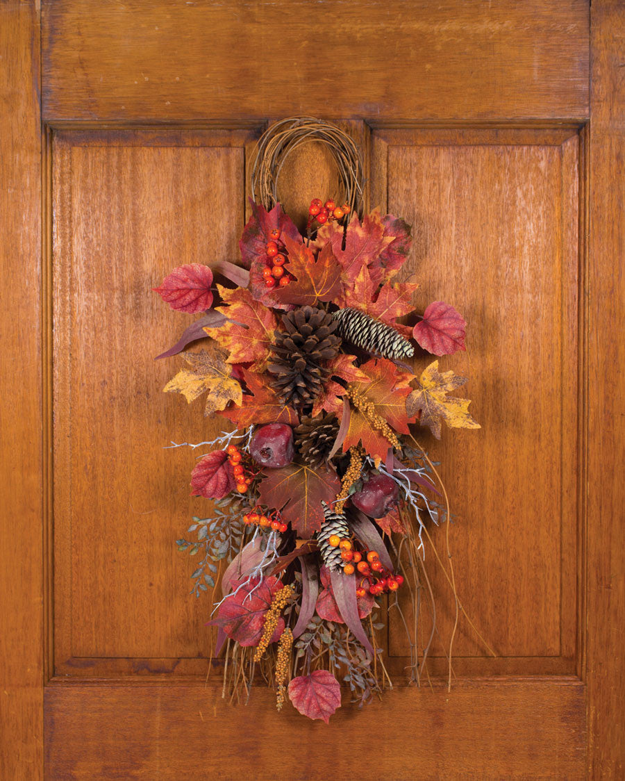 Maple, Pomegranate & Pinecone Faux Autumn Teardrop WRA344-NA