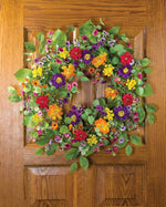 Zinnia & Daisy Faux Flower Wreath WRA357-MP