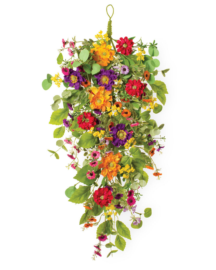 Zinnia & Daisy Silk Flower Teardrop WRA358-MP