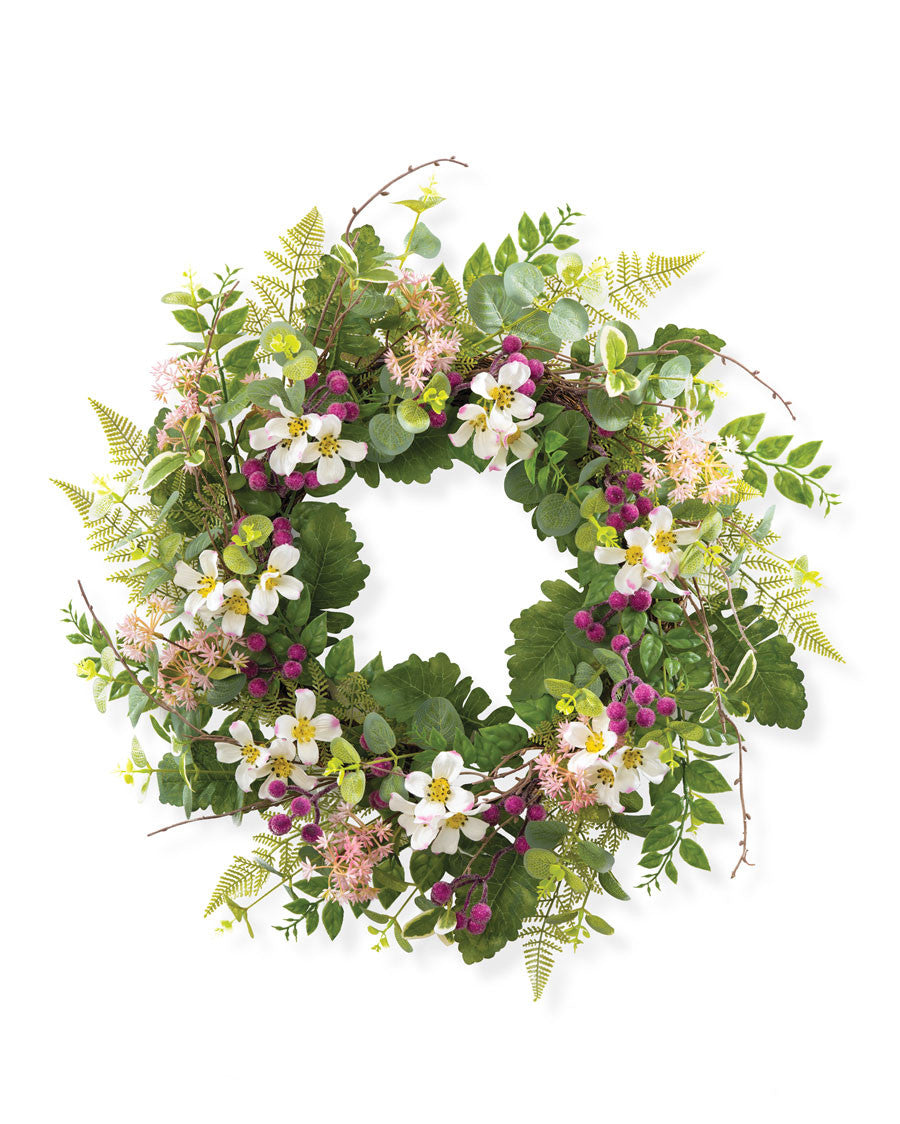 Faux Dogwood & Berry Wreath WRA375-CRF