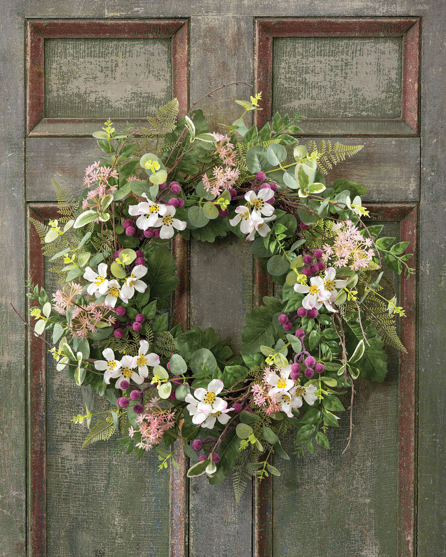 Faux Dogwood & Berry Wreath WRA375-CRF