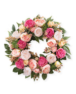 Silk Cabbage Rose & Blossoms Wreath WRA376-MS