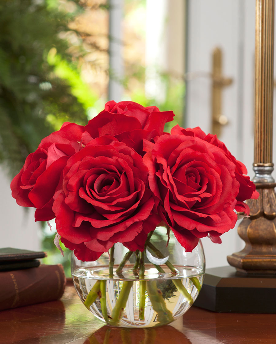 Cream and Pink Artificial Open Rose Stems