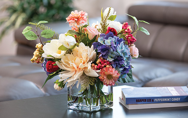 Dahlia, Hydrangea & Berries Silk Flower Centerpiece, By Petals.